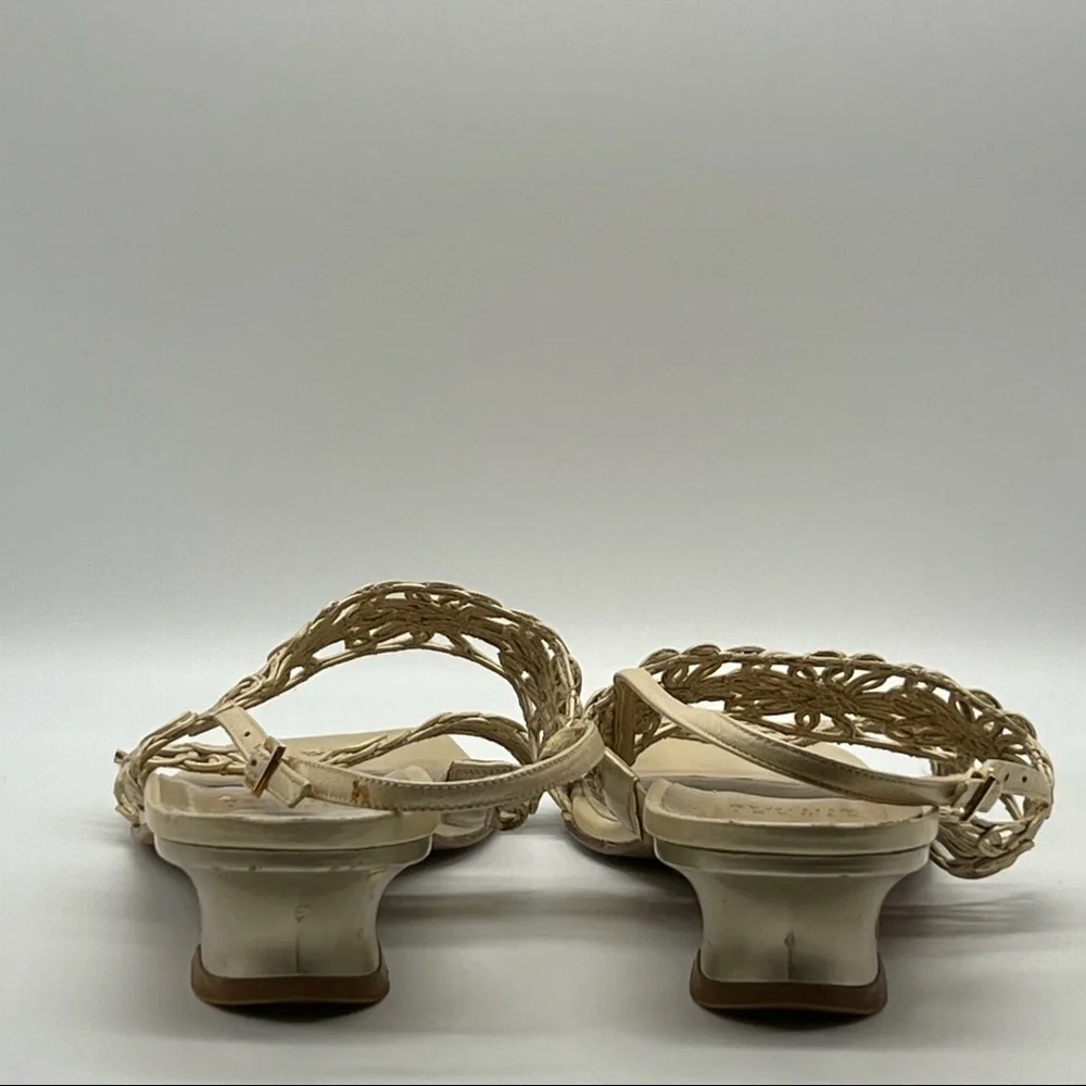 Stuart Weitzman Vintage Cream Square Toe Sandals - Picture 6 of 10